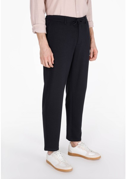 Regular Fit Orta Bel Düz Paça Erkek Lacivert Pantolon