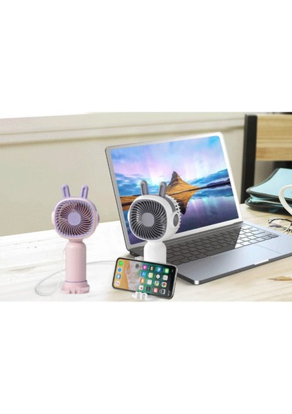 Telefon Tutuculu Şarjlı Mini El Fanı