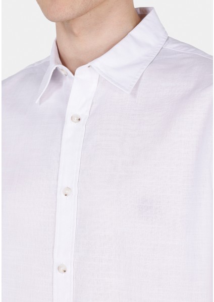 Regular Fit Shirt Neck Düz Erkek Beyaz Uzun Kol Gömlek CL1073846 fırsatları