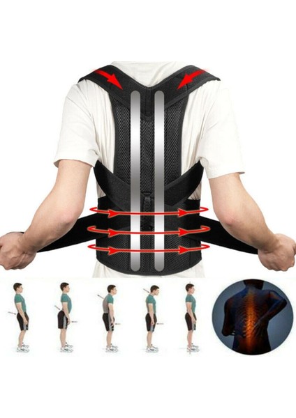 Dik durmayı destekleyen hafif ve rahat bel sırt koruyucu yelek, orta boy, siyah fiyatları