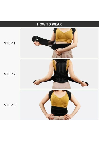 Dik durmayı destekleyen hafif ve rahat bel sırt koruyucu yelek, orta boy, siyah fırsatları