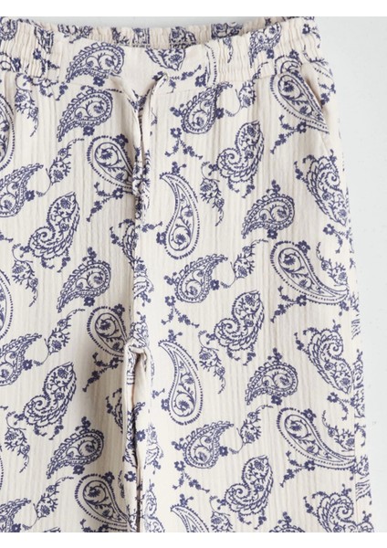 Lcw Kids Ekru Beli Lastikli Kız Çocuk Pantolon modelleri