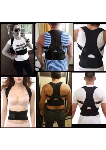 Dik duruş destekleyici sırt ve bel korsesi, manyetik omuz ve bel koruma, orta boy, siyah indirimleri