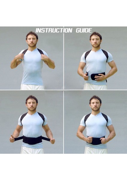 Dik duruş destekleyici sırt ve bel korsesi, manyetik omuz ve bel koruma, orta boy, siyah