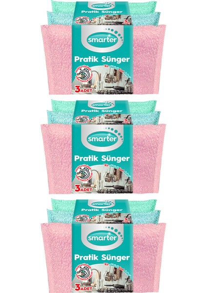 Pratik Sünger 9'lu Paket Hem Bez Hem Sünger Ovma
