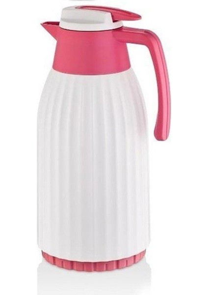 Cam termos 1,5 L, oluklu, pembe renkli, ve şık tasarım