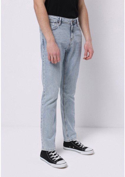 Straight Fit Düşük Bel Düz Paça Erkek İndigo Ecologic Jean Pantolon fırsatları