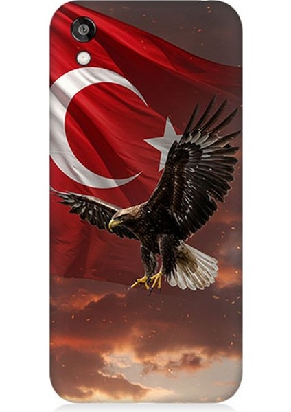 Huawei Honor 8s Uyumlu Bayrak Kızıllıkta Kartalın Kanatları Desenli Silikon Kılıf