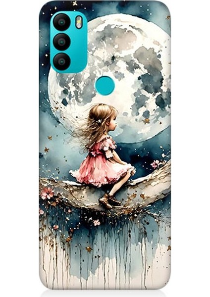 General Mobile Gm 21 Plus Uyumlu Ay Üzerinde Hayalci Kız Desenli Silikon Kılıf