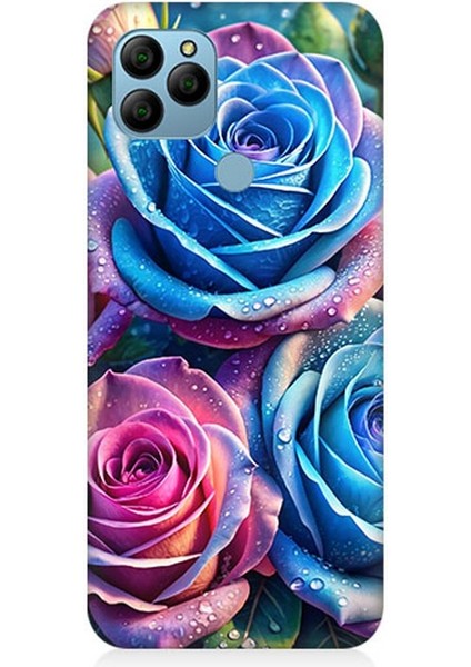 General Mobile Gm 21 Uyumlu Gökkuşağı Renkli Güller Desenli Silikon Kılıf