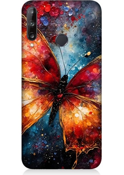 Huawei P40 Lite E Uyumlu Evrenin Kanatlı Güzelliği Desenli Silikon Kılıf