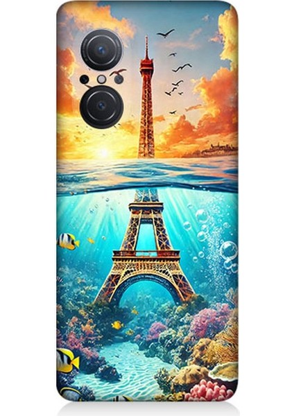 Huawei Nova 9 Se Uyumlu Denizaltında Eyfel Hayali Desenli Silikon Kılıf