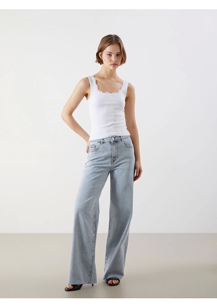 Xsıde Mavi Wideleg Kadın Jean Pantolon
