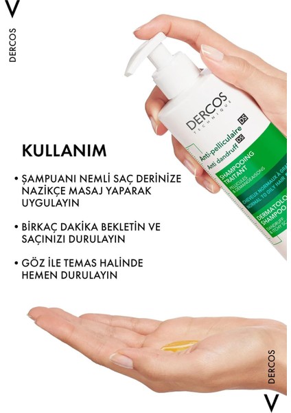 Vichy Dercos Anti-Pelliculaire Anti-Dandruff Şampuan 390 ml - Normal ve Yağlı Saçlar 2 Adet
