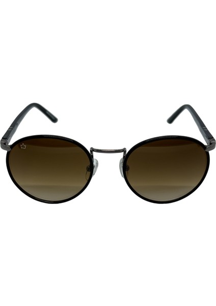 CBS2032 C5 Mineral Cam Yuvarlak Kahverengi Degrade Unisex Güneş Gözlüğü