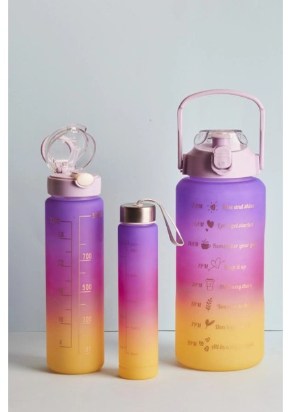 3'lü Spor Matara Seti, 2L+900ml+300ml, Tritan, Sağlıklı ve Su Şişesi