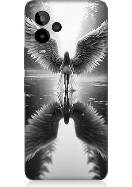 General Mobile Gm 24 Pro Uyumlu Işıkta Kanatlanan Melek Desenli Silikon Kılıf