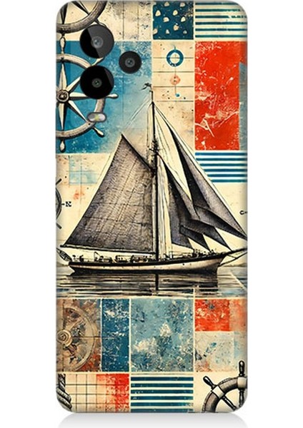 General Mobile Gm 24 Pro Uyumlu Retro Gemili Harita Deseni Desenli Silikon Kılıf