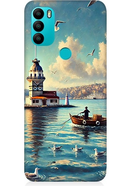 General Mobile Gm 21 Plus Uyumlu Martılarla Kız Kulesi Desenli Silikon Kılıf
