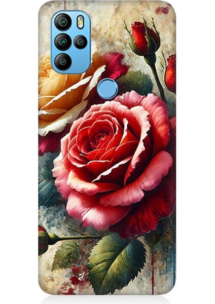 General Mobile Gm 21 Pro Uyumlu Kırmızı Sarı Gül Tutkusu Desenli Silikon Kılıf
