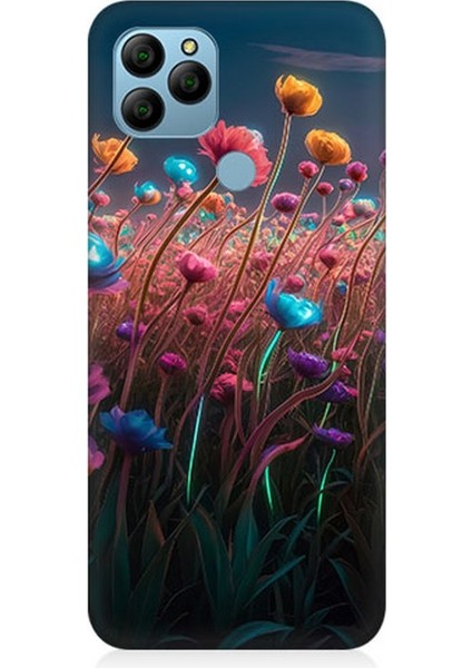 General Mobile Gm 21 Uyumlu Gökkuşağı Çiçek Bahçesi Desenli Silikon Kılıf