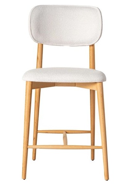 Polo Ahşap Naturel Krem Mutfak Bar Sandalyesi