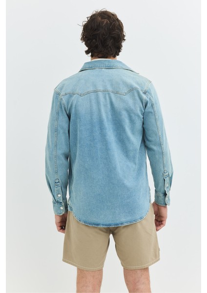 Regular Fit Açık Indigo Erkek Jean Gömlek fırsatları