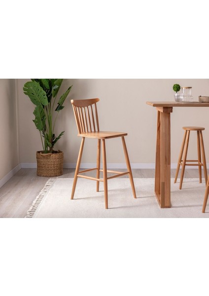 Teksas Ahşap Naturel Kolsuz Mutfak Bar Sandalyesi fiyatları