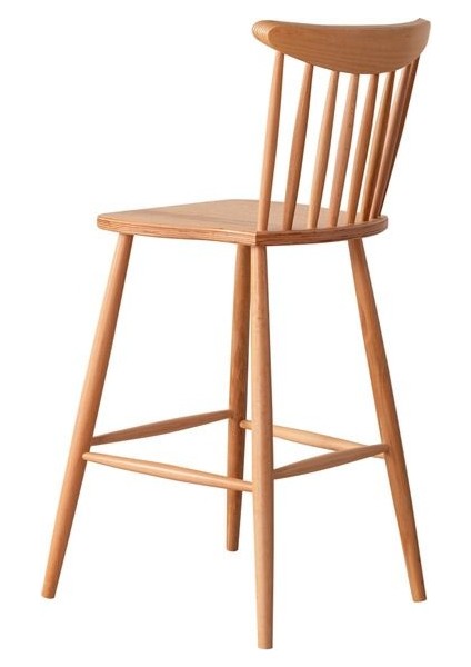 Teksas Ahşap Naturel Kolsuz Mutfak Bar Sandalyesi