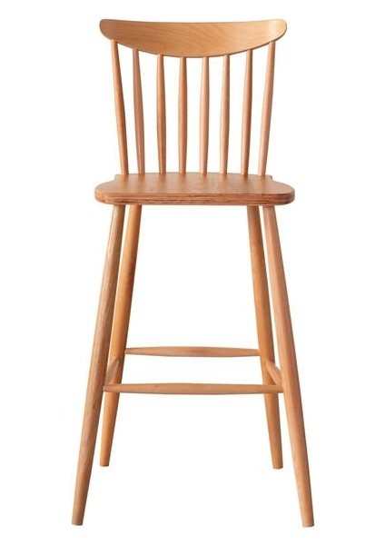 Teksas Ahşap Naturel Kolsuz Mutfak Bar Sandalyesi