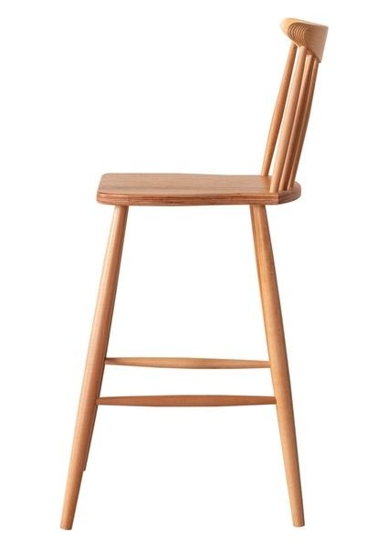 Teksas Ahşap Naturel Kolsuz Mutfak Bar Sandalyesi