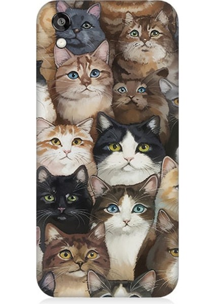 Huawei Honor 8s Uyumlu Kedi Kalabalığında Kaos Desenli Silikon Kılıf