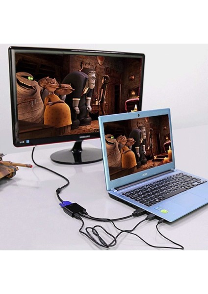 HDMI To VGA Ses Destekli Dönüştürücü Kablo Çevirici Adaptör 4488 fırsatları