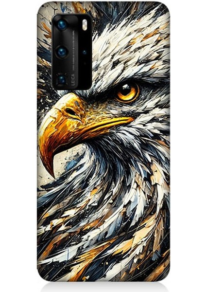 Huawei P40 Pro Uyumlu Detaylı Kartal Bakışı Desenli Silikon Kılıf