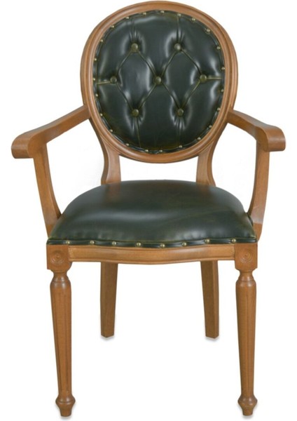 Madalyon Kollu Açık Ceviz Mutfak Salon Sandalyesi