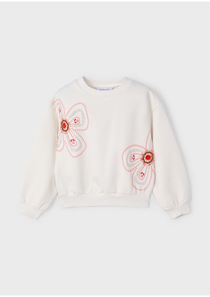 Kız Çocuk Baskılı Sweatshirt Krem 3402 fiyatları