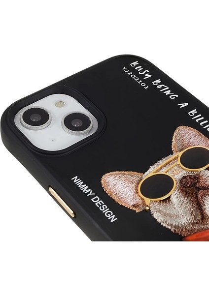 iPhone 15 Uyumlu 3D Gözlük Zincir Köpek Detaylı Nakış İşlemeli Kabartmalı Cool Glasses Kılıf indirimleri
