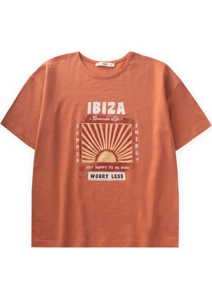 Ibiza Baskılı T-Shırt 8-12 Yaş Oranj