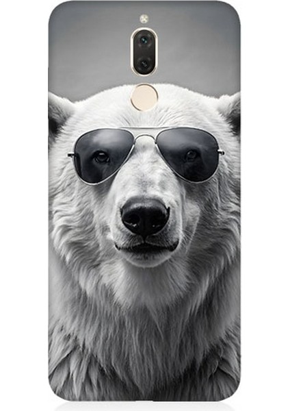 Huawei Mate 10 Lite Uyumlu Havalı Gözlüklü Ayı Desenli Silikon Kılıf