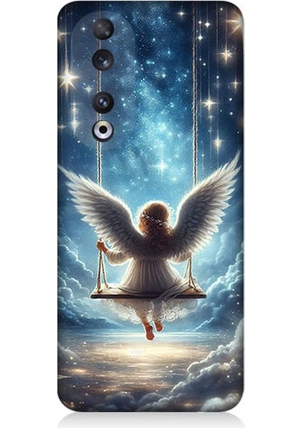 Huawei Honor 90 Uyumlu Yıldızlarla Salıncakta Melek Desenli Silikon Kılıf