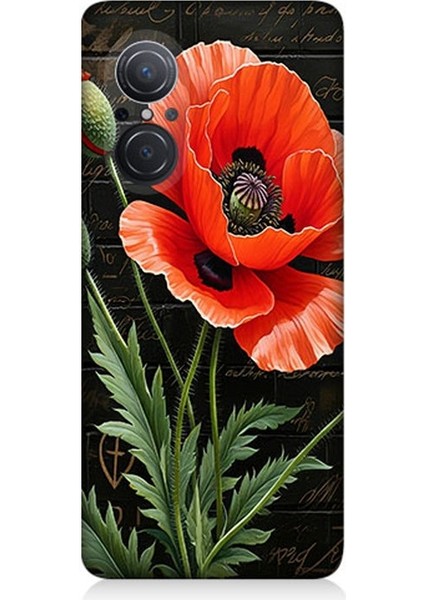 Huawei Nova 9 Se Uyumlu Kırmızı Gelincik Hatırası Desenli Silikon Kılıf
