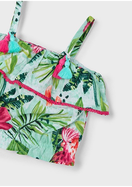 Kız Çocuk Fırfırlı Bluz Turkuaz 3186 modelleri