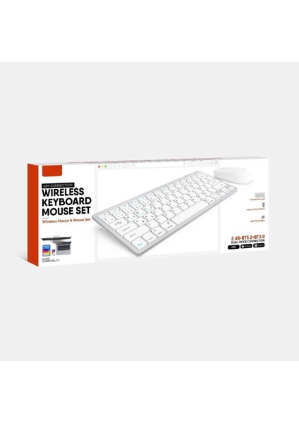 Bluetooth Kablosuz Bağlantılı Taşınabilir Pilli Tablet iPad Pc Tablet Bilgisayar Klavye Mouse Set