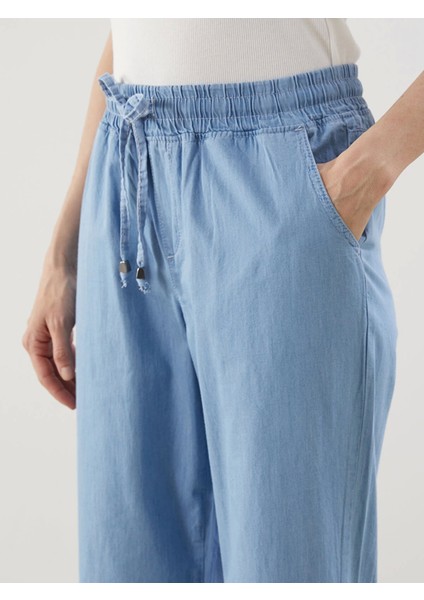 Lcwaıkıkı Classic Bej Beli Lastikli Wideleg Kadın Jean Pantolon modelleri