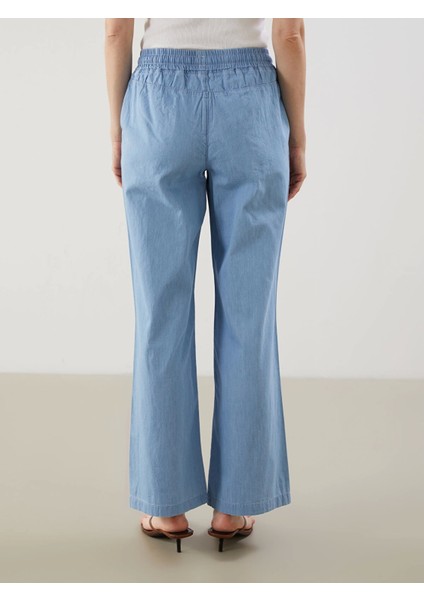 Lcwaıkıkı Classic Bej Beli Lastikli Wideleg Kadın Jean Pantolon fırsatları