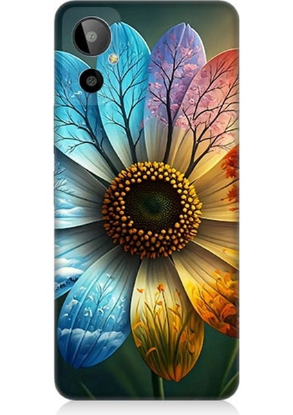 General Mobile Gm 23 Se Uyumlu Yaprakta Gökkuşağı Çiçek Desenli Silikon Kılıf