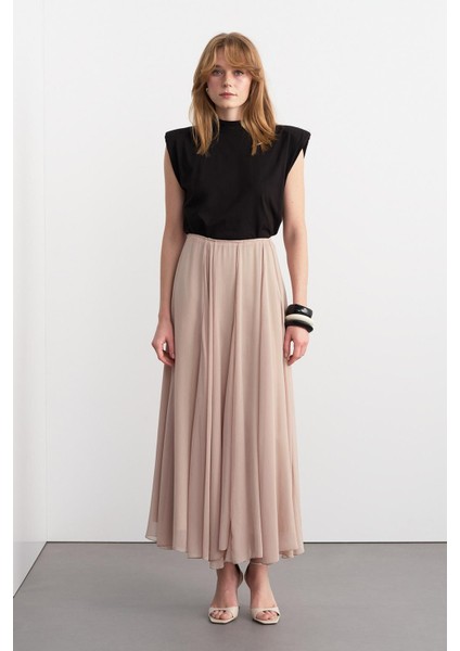 Eva Parçalı Uzun Etek Bej