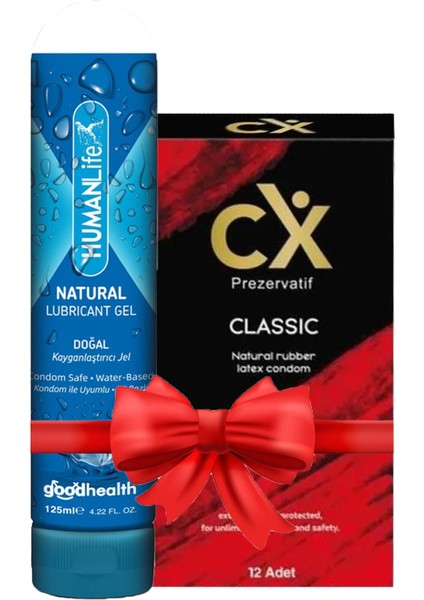 Cx Prezervatif Classic 12'li + Humanlife 125 ml Doğal Jel Lubricant