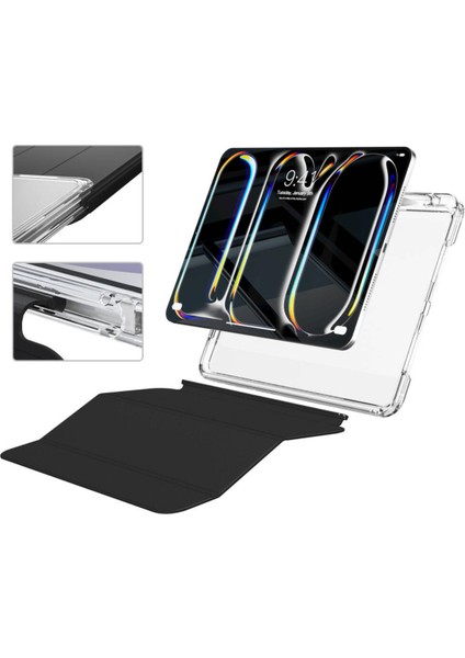 iPad Pro 13 2024 Uyumlu Airbagli Manyetik Ayrılabilen Fuchsia Sliding Tablet Kılıfı modelleri