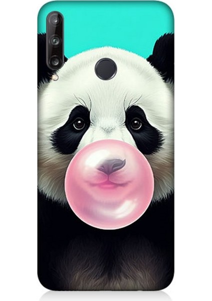 Huawei P40 Lite E Uyumlu Sakız Çiğneyen Tatlı Panda Desenli Silikon Kılıf